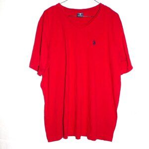 U S Polo ASSN Red V Neck Short Sleeve T-Shirt Men Size XL
